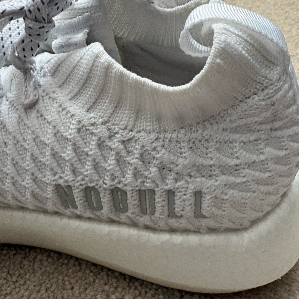NOBULL White Knit Athletic Shoes with Tan Toe Accents - Picture 2 of 4